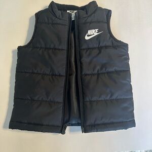 Nike Kids Black Puffer Vest with White Logo